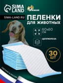 Впитывающие пелёнки для животных «ПИЖОН», 60×60 см, набор 30 шт., целлюлоза