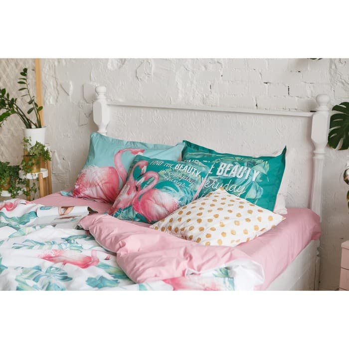 Постельное бельё евро «Этель. Фламинго», ранфорс