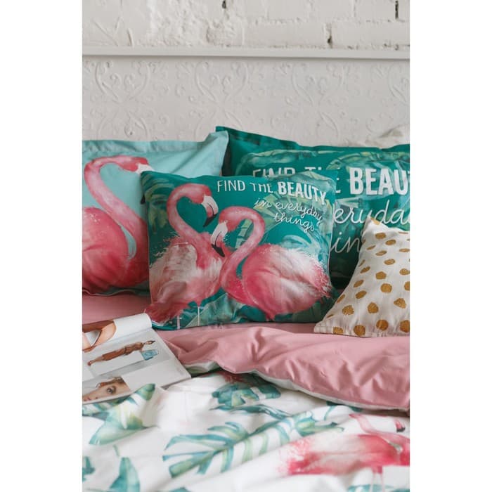 Постельное бельё евро «Этель. Фламинго», ранфорс