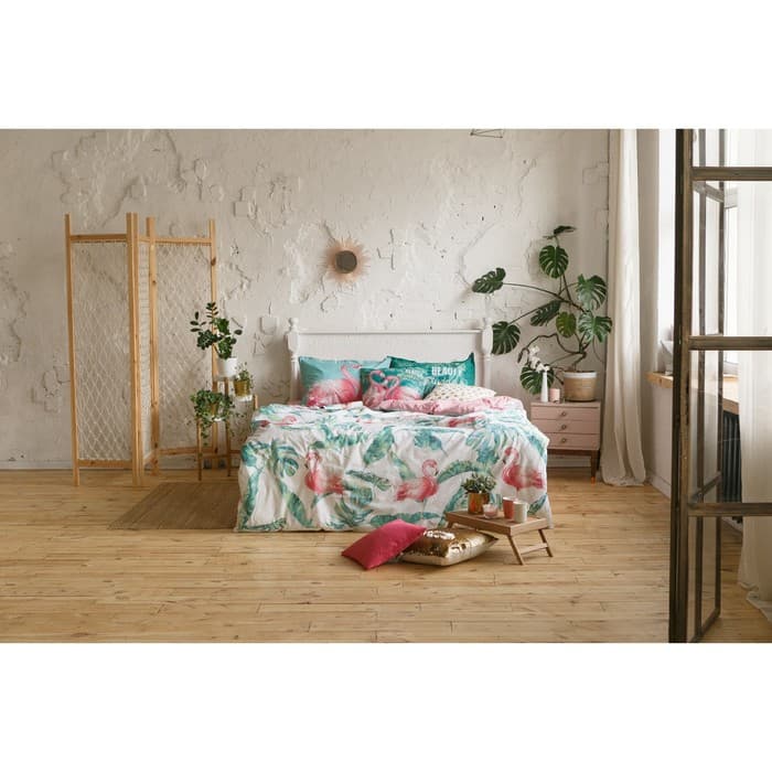 Постельное бельё евро «Этель. Фламинго», ранфорс