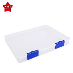 Папка для документов А4, с синими защелками, 230×305×40 мм, прозрачный корпус