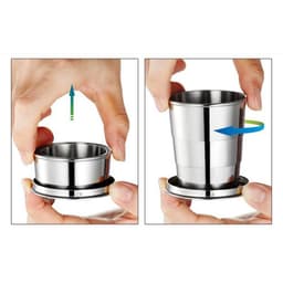 Складной стакан, 150 мл, d=6.5 см, с карабином, нержавеющая сталь