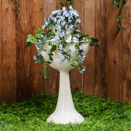 Клумба пластиковая, 2 яруса, d=25–55 см, высота бортика 87 см, на высокой ножке, белая