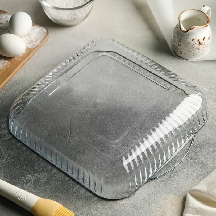 Форма для запекания Paşabahçe Borcam, 3.2 л, 28×28×6 см, с ручками, жаропрочное стекло