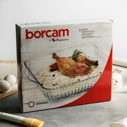 Форма для запекания Paşabahçe Borcam, 3.2 л, 28×28×6 см, с ручками, жаропрочное стекло