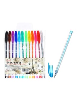 Набор гелевых ручек, 12 цветов, металлик, узел 0.7 мм, в блистере на кнопке