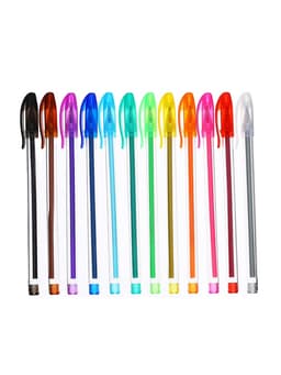 Набор гелевых ручек, 12 цветов, металлик, узел 0.7 мм, в блистере на кнопке