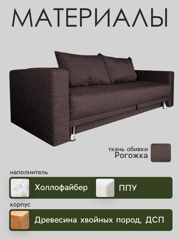 Диван прямой NEXT, c подлокотниками, механизм еврокнижка, обивка рогожка, цвет баклажан