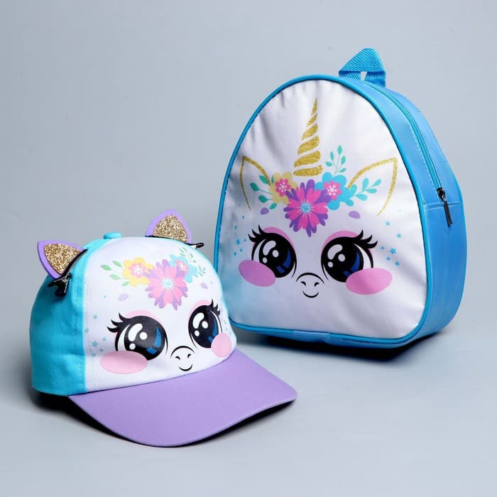 Детский набор «Единорожка», рюкзак 21×25 см, кепка 52-56 см