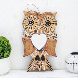 Зеркальное панно «Сова с сердцем», 1.3×14×24 см, дерево