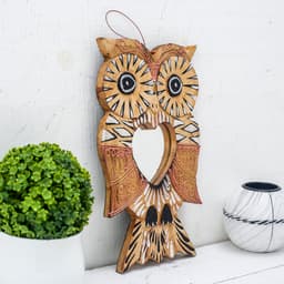 Зеркальное панно «Сова с сердцем», 1.3×14×24 см, дерево