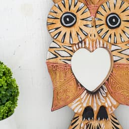 Зеркальное панно «Сова с сердцем», 1.3×14×24 см, дерево