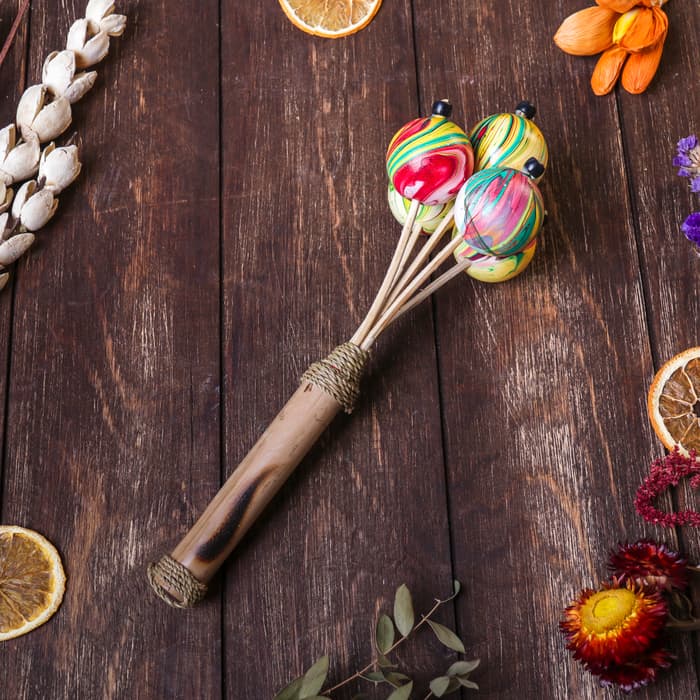 Сувенирный музыкальный инструмент «Маракас составной», 9×9×25 см, МИКС