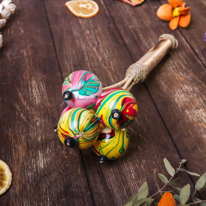 Сувенирный музыкальный инструмент «Маракас составной», 9×9×25 см, МИКС