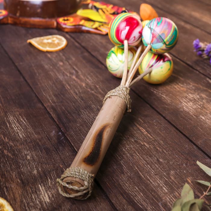 Сувенирный музыкальный инструмент «Маракас составной», 9×9×25 см, МИКС