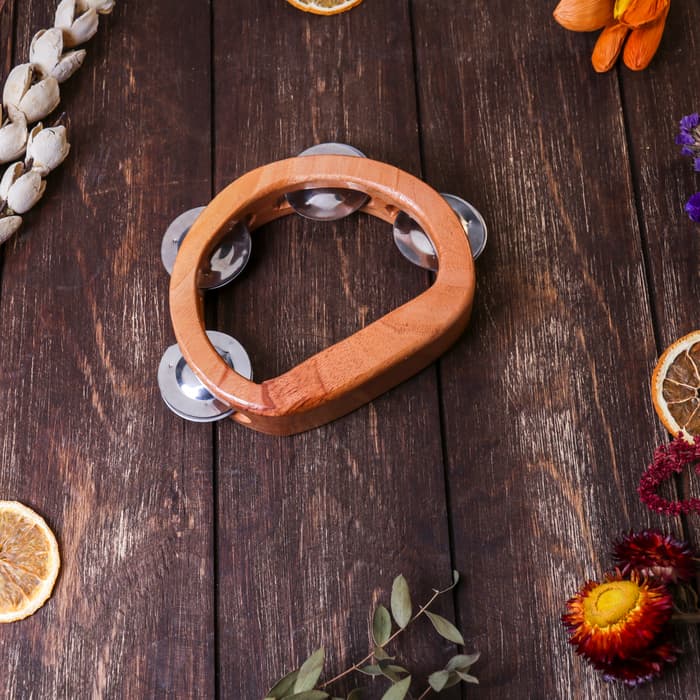 Сувенирный музыкальный инструмент «Тамбурин», 3×16×12 см, дерево