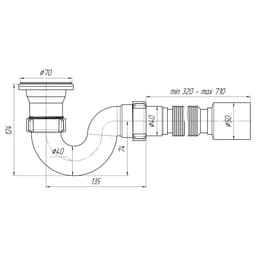 Сифон для душевого поддона «АНИ Пласт» Е115, 1 1/2" × 40 мм, с гофротрубой 50 мм
