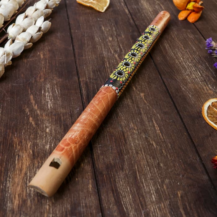 Сувенирный музыкальный инструмент «Флейта Этнический орнамент», 35×2.5×2.5 см, бамбук