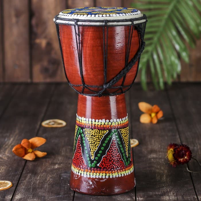 Сувенирный музыкальный инструмент «Барабан Джембе ящерица», 14×14×30 см, МИКС