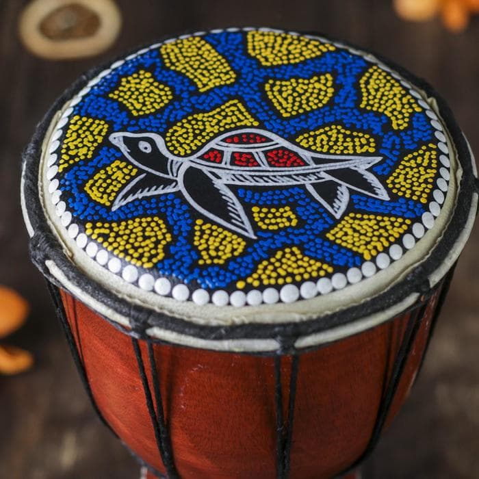 Сувенирный музыкальный инструмент «Барабан Джембе ящерица», 14×14×30 см, МИКС