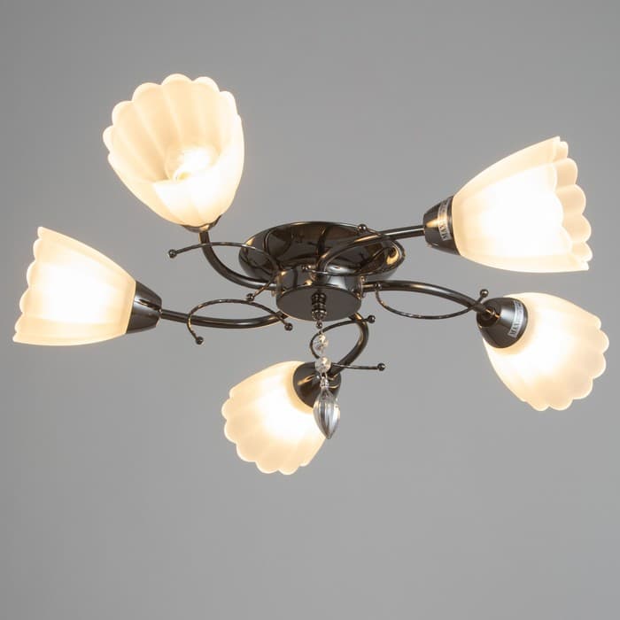 Люстра «Гелия», 5×40 Вт Е27, черный хром, 54×52×17 см