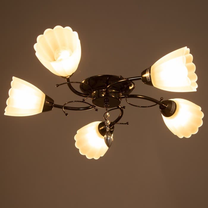 Люстра «Гелия», 5×40 Вт Е27, черный хром, 54×52×17 см