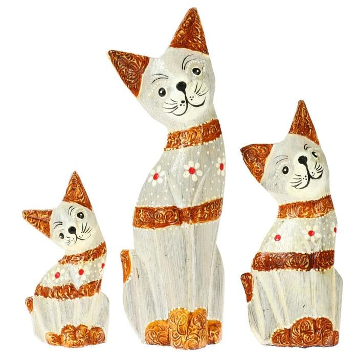 Сувенирный набор «Кошечки с полосками», h=20 см, h=17 см, h=15 см, дерево
