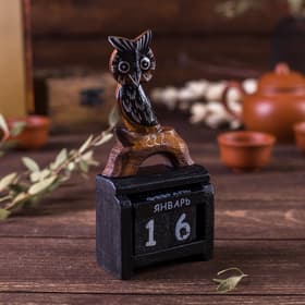 Вечный календарь настольный «Сова», 7×3.5×14.5 см, дерево