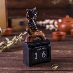 Вечный календарь настольный «Сова», 7×3.5×14.5 см, дерево