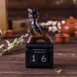 Вечный календарь настольный «Сова», 7×3.5×14.5 см, дерево