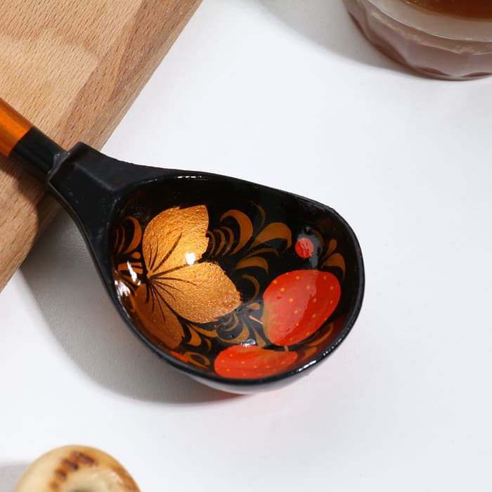 Ложка деревянная «Хохлома», полубаская, традиционная роспись