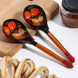 Ложка деревянная «Хохлома», полубаская, традиционная роспись