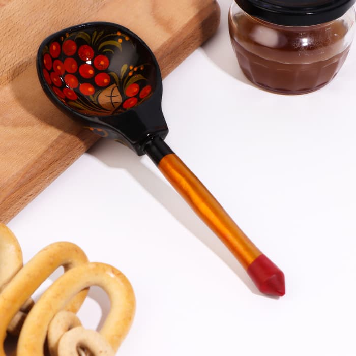 Ложка деревянная «Хохлома», полубаская, традиционная роспись