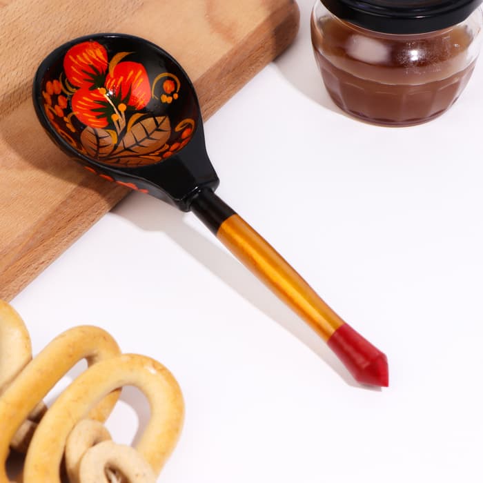 Ложка деревянная «Хохлома», полубаская, традиционная роспись