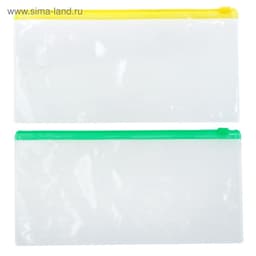 Папка-конверт на ZIP-молнии Calligrata А65 (122×240 мм), 100 мкм, прозрачная, МИКС