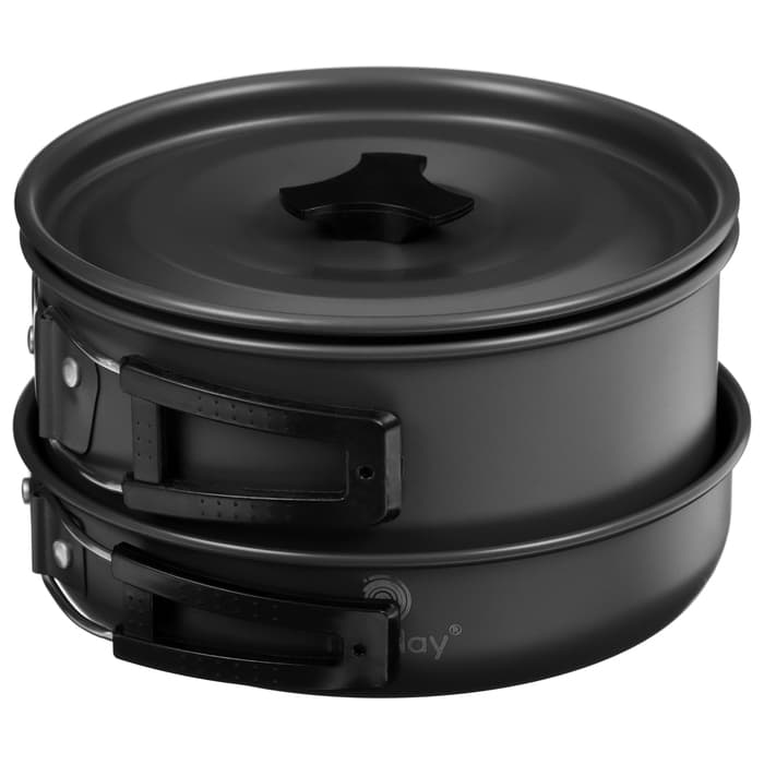 Набор туристической посуды maclay: чайник, кастрюля, сковорода, в сетке, алюминий