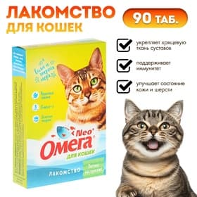Лакомство Омега Neo+ «Мятное настроение» для кошек, с кошачьей мятой, 90 табл