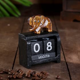Вечный календарь настольный «Слон», 4×7×9 см, дерево