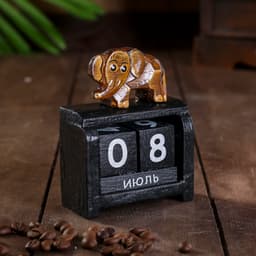 Вечный календарь настольный «Слон», 4×7×9 см, дерево