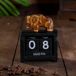 Вечный календарь настольный «Слон», 4×7×9 см, дерево