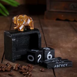 Вечный календарь настольный «Слон», 4×7×9 см, дерево