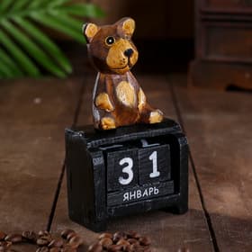 Вечный календарь настольный «Мишка», 7.5×4×13.5 см, дерево