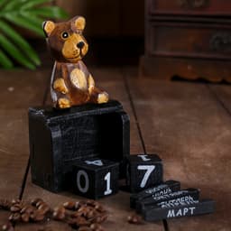 Вечный календарь настольный «Мишка», 7.5×4×13.5 см, дерево