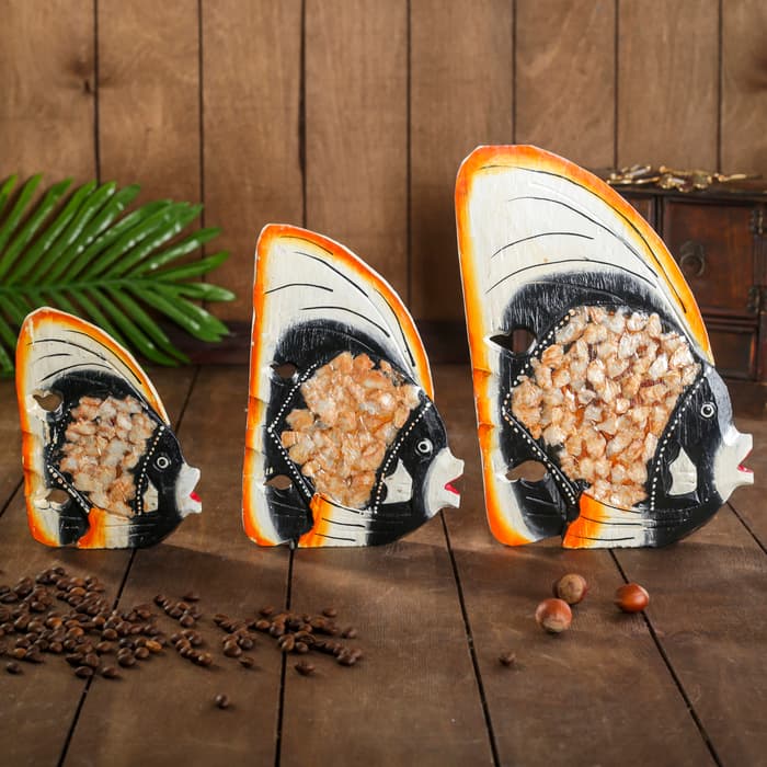 Сувенирный набор «Рыбки с оранжевым краем», 20×8×25 см, дерево