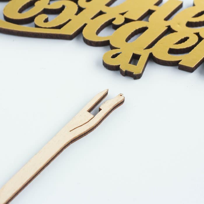 Топпер для торта деревянный «С Днём Рождения», золотой, 14.3×5 см