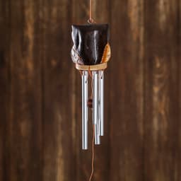 Музыка ветра «Сова с цветочками», 5×5×40 см, дерево, металл