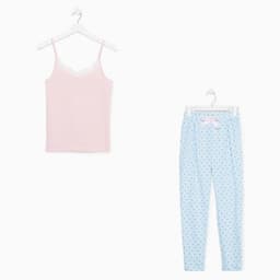 Пижама женская (брюки, топ) KAFTAN «Облачка», размер 40-42, цвет голубой, розовый