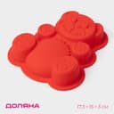 Форма для выпечки Доляна «Мишка», силикон, 17.5×15×3 см, красный