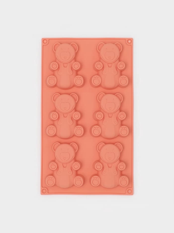 Форма для выпечки Доляна «Животные. Мишка», силикон, 28.5×17 см, 6 ячеек (8.5×7 см), Pantone 1625 C
