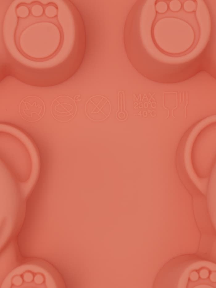 Форма для выпечки Доляна «Животные. Мишка», силикон, 28.5×17 см, 6 ячеек (8.5×7 см), Pantone 1625 C